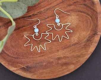 Handmade silver and turquoise sun spiral earrings