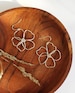 Silver wire flower earrings, delicate, hand shaped, sterling silver hooks, delicate, statement, lightweight 