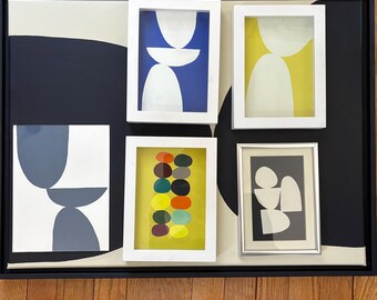 Small paintings on paper, framed