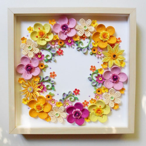 Paper Quilling Flowers Anniversary Giftbirthday Gift Wall Etsy