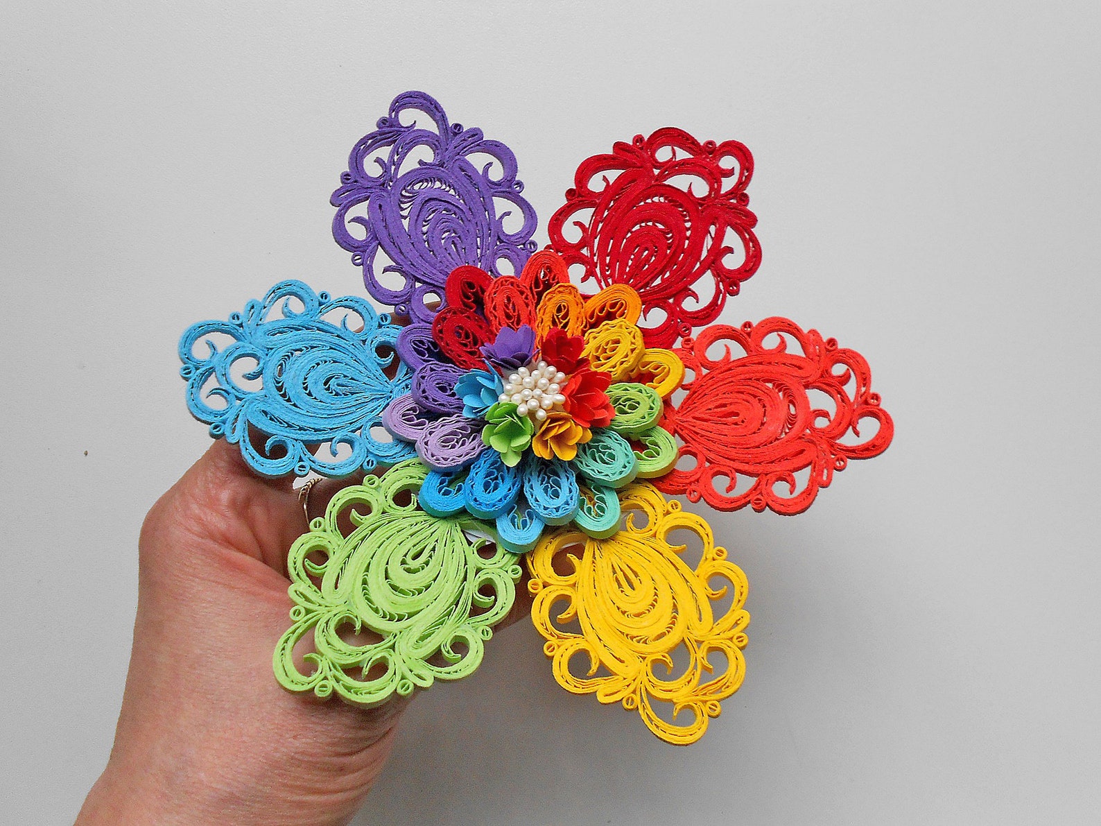 Paper Quilling Flower Rainbow Flower Table Decoration Etsy