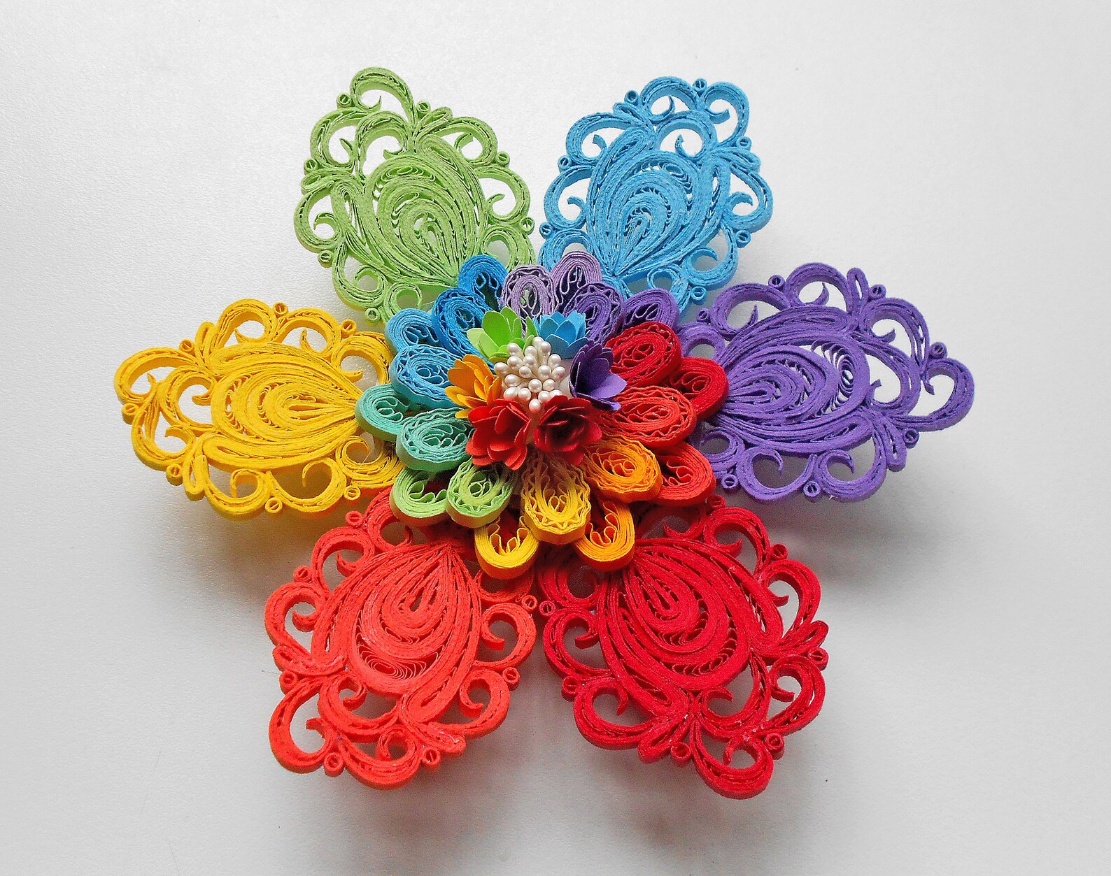 Paper Quilling Flower Rainbow Flower Table Decoration Etsy