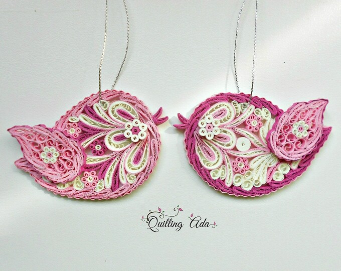 Set of 2 Birds Paper Quilling Love Bird Etsy