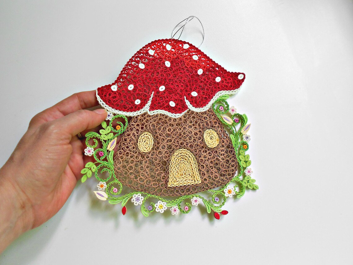 Paper Quilling Mushroom House Kids Room Decor Etsy