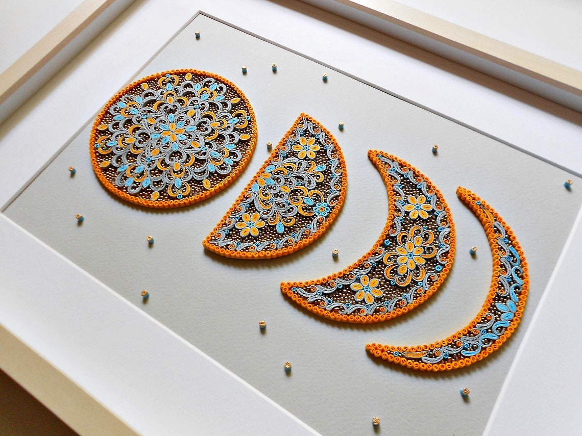 Moon phases quilling moonpaper art | Etsy