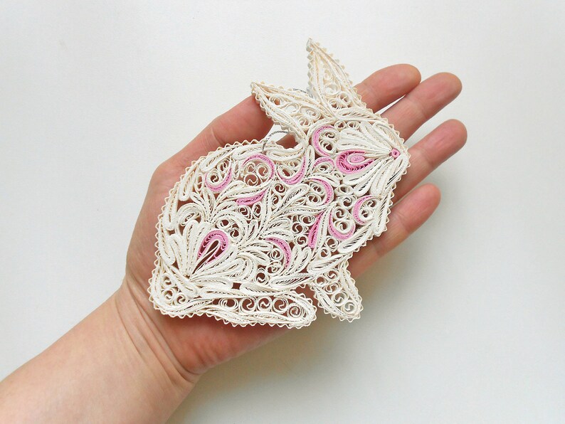 Lapin de Pâques en papier Lapin quilled Art de papier | Etsy