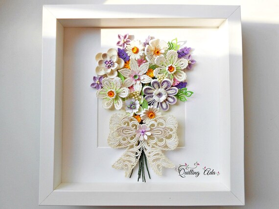 Cadeau Danniversaire De Fleurs De Bouquet De Papier De Quilling Anniversaire De Mariage Jour De Mère