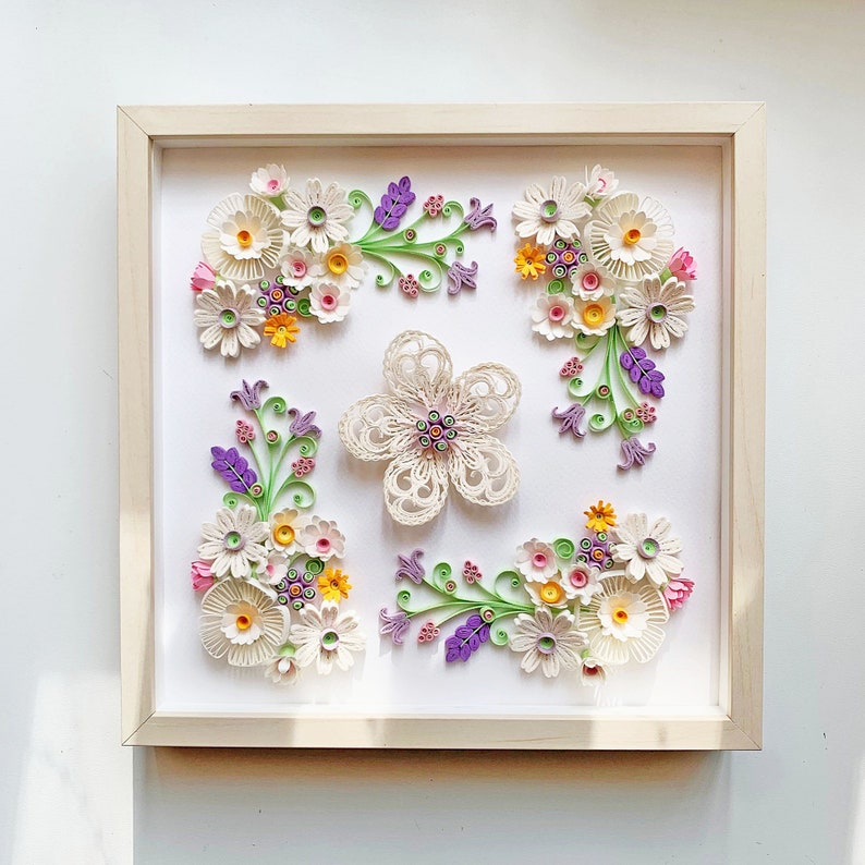 Quilling Paper Flowers Wall Art Wedding Gift Etsy
