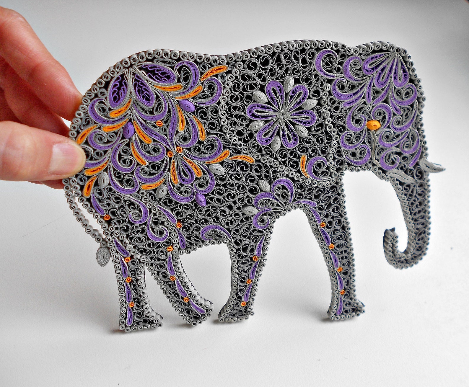 Quilling elephant/Paper elephant/Paper art decor/Nursery decor Etsy
