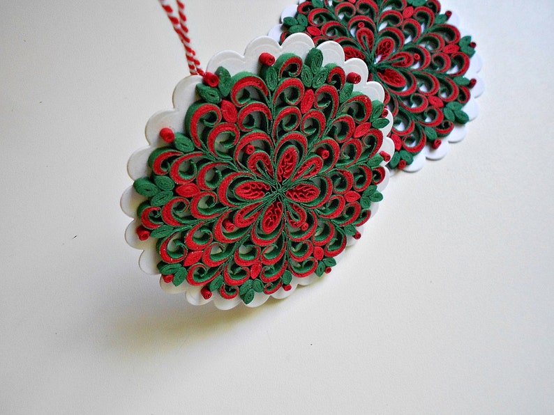Quilling Christmas Ornament Treequilling Heartpaper Heart Etsy