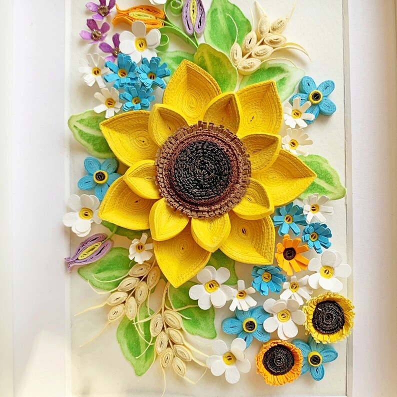 Paper Quilling Sunflowerpaper Flowersquilling Wall Art Decor Etsy