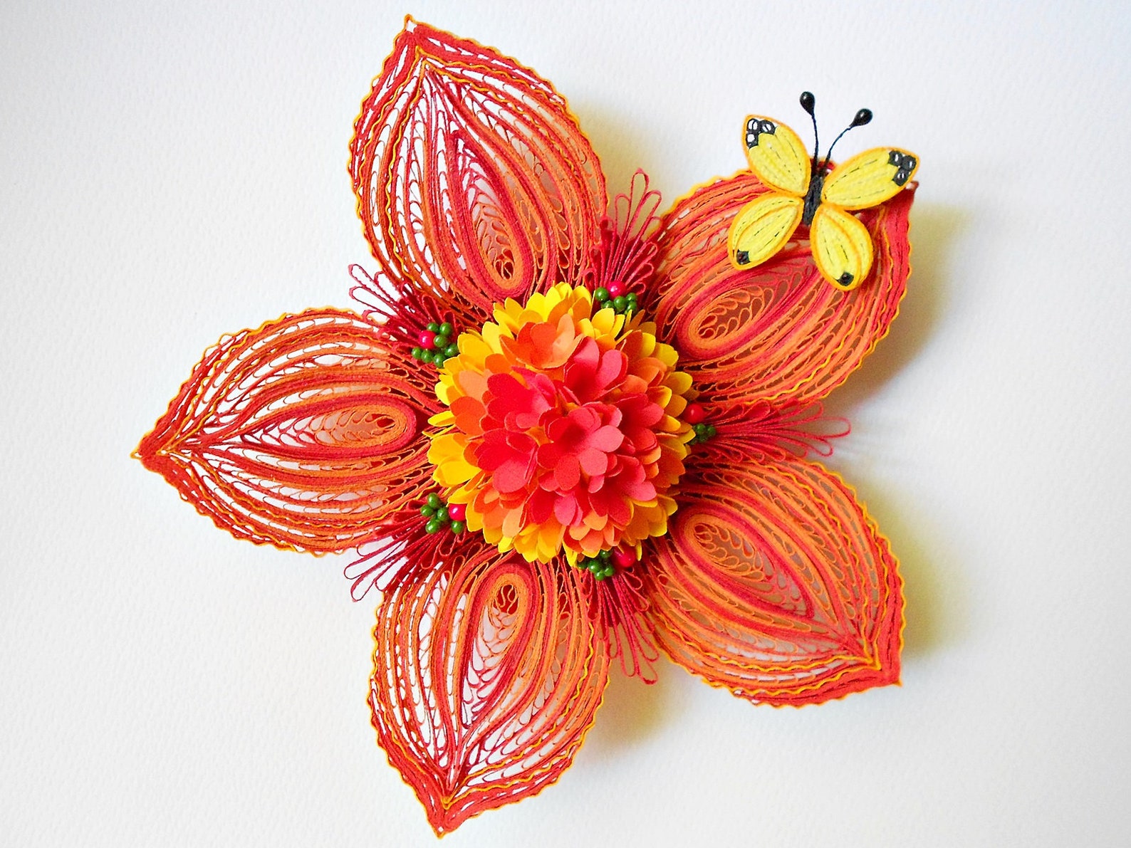 Quilling Autumn/winter Flower quilling Flower Decortable Etsy