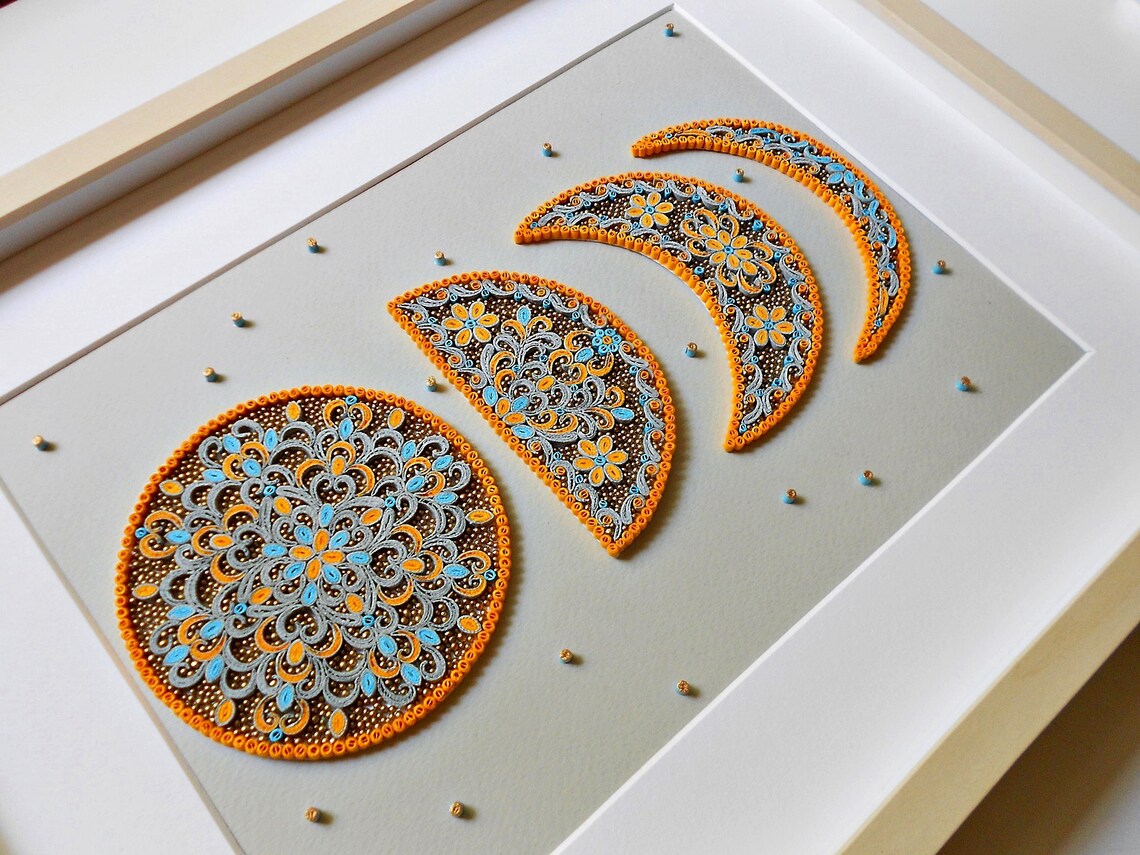 Moon phases quilling moonpaper art | Etsy