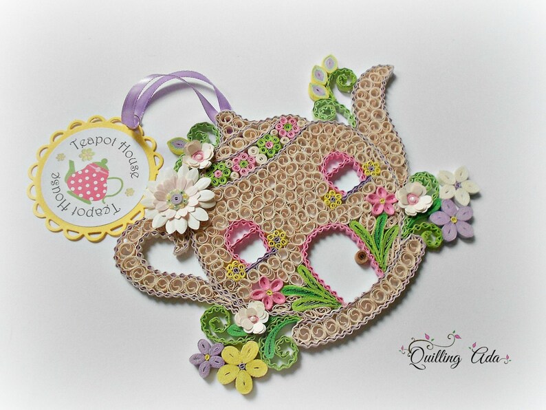 Teapot decor Quilled teapot house paper teapot ornament Etsy