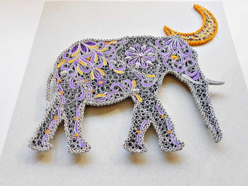 Quilling elephant/Paper elephant/Paper art decor/Nursery decor Etsy