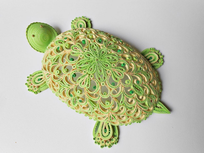 Paper Quilled 3D Turtlequilling Turtle Home Decor Etsy