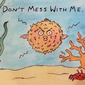 Sea Creatures mit einer Haltung gedruckt postkarten