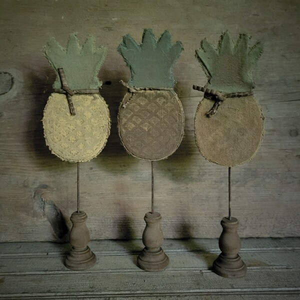 Handsewn pineapple on stand handmade