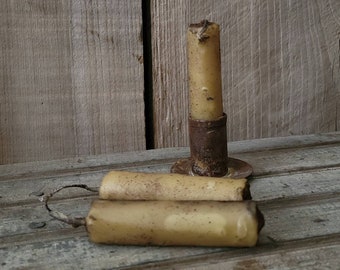 FIVE yellow solid beeswax nubs