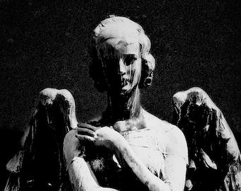 Angel Statue; Angel;  Fine Art Decor; Black and White Photography; Gothic; Love; Cemetery Art