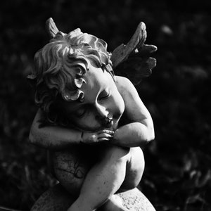 Angel Statue; Victorian; Black and White Photography; Lovely Angel; Fine Art; Nursery Decor; Gift Idea; Baby Present