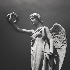 Angel Statue; Victorian; Black and White Photography; Lovely Angel; Fine Art; Cemetery Monument; Gift Idea; Gothic Art