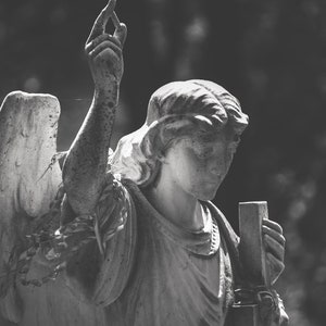 Angel Statue; Victorian; Black and White Photography; Lovely Angel; Fine Art; Cemetery Monument; Gift Idea; Gothic Art