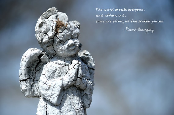 Shattered Angel Statue Fine Art Print, Weathered Winter Decor - Etsy