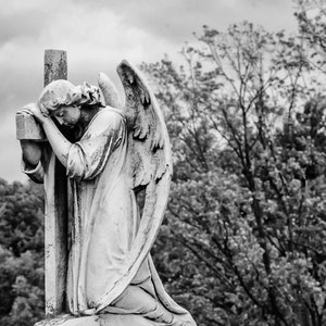 Angel Statue; Victorian; Black and White Photography; Lovely Angel; Fine Art; Cemetery Monument; Gift Idea; Gothic Art