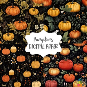 Autumn Fall Pumpkins Seamless Pattern Digital Paper - Personal and Commercial Use - Artstudio54