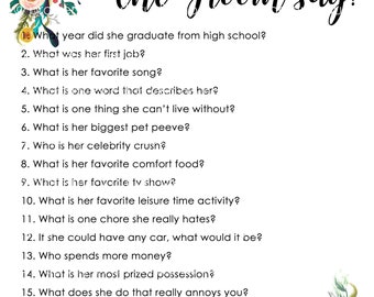 What did the Groom Say, Wedding Shower Party Printable, Bridal Shower, Bride and Groom - DIY - Printable Digital Download