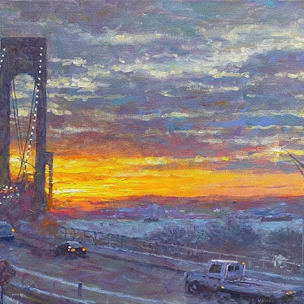 VZ Bridge, Heading Home - fine art giclée print of an original Impressionist painting by Robert Padovano