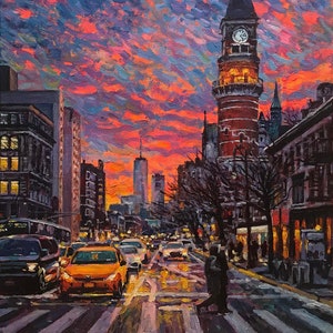 West Village Sunset - Fine Art Giclée of an Original Painting by Robert Padovano