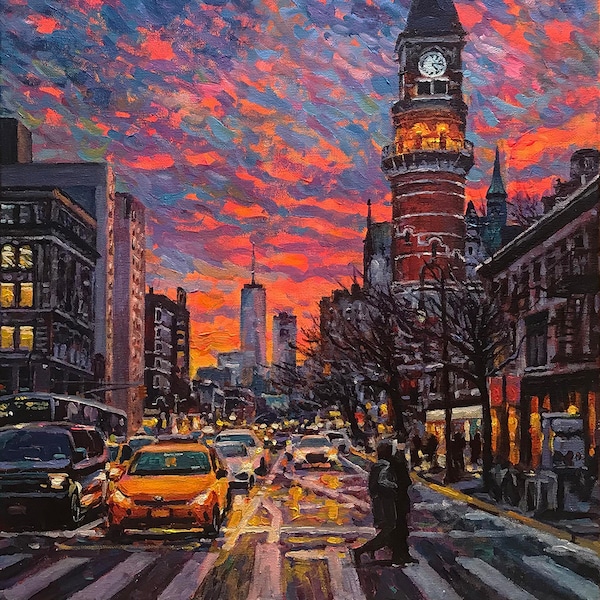 West Village Sunset - Fine Art Giclée of an Original Painting by Robert Padovano