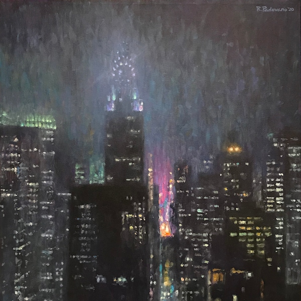 Manhattan Fog Nocturn - Fine Art Giclée of an Original Painting by Robert Padovano