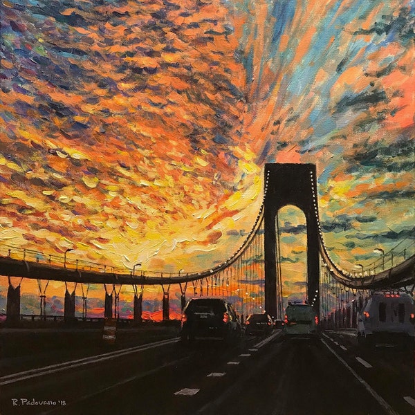 VZ Bridge Sunrise 5:20 AM - Fine Art Giclée of an Original Painting by Robert Padovano