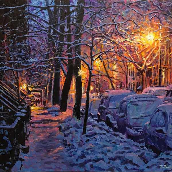 West Village Snow - fine art giclée print of an original Impressionist painting by Robert Padovano