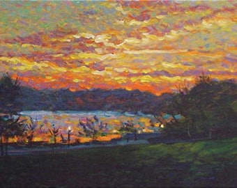 Sunset, Silver Lake - fine art giclée print of an original Impressionist painting by Robert Padovano