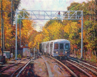 Staten Island Railroad, Autumn, - fine art giclée print of an original Impressionist painting by Robert Padovano
