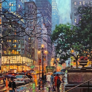 Bryant Park at 42nd Street - Fine Art Giclée of an Original Painting by Robert Padovano