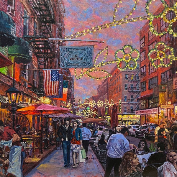 Il Cortile on Mulberry Street, - fine art giclée print of an original Impressionist painting by Robert Padovano