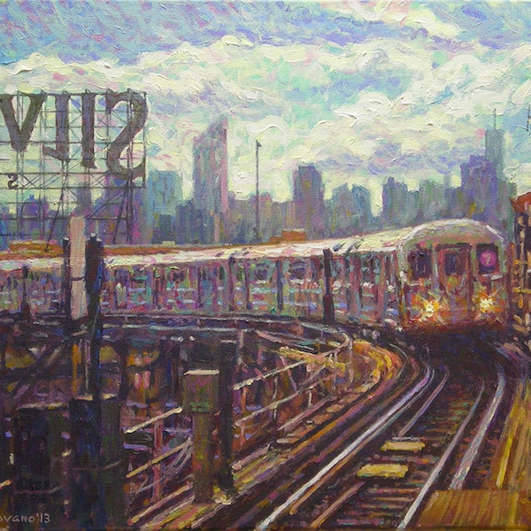 Windy Skies, 7 Train, - fine art giclée print of an original Impressionist painting by Robert Padovano
