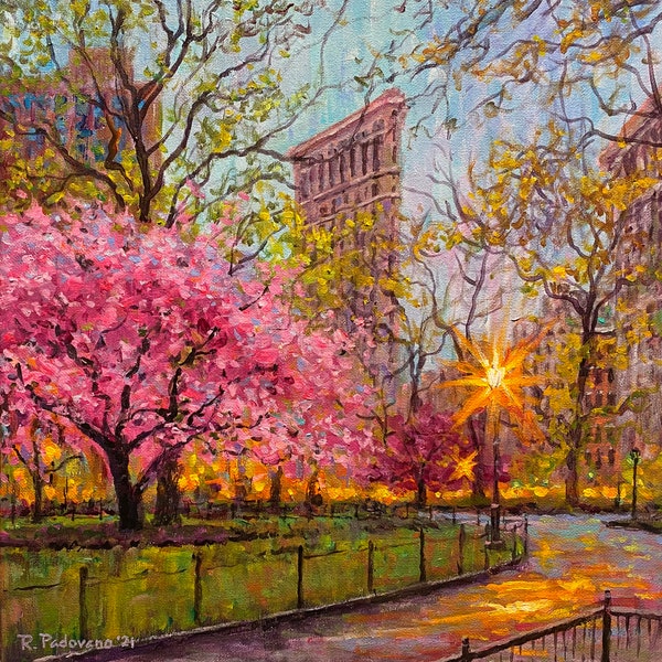 Springtime, Madison Square Park - fine art giclée print of an original Impressionist painting by Robert Padovano