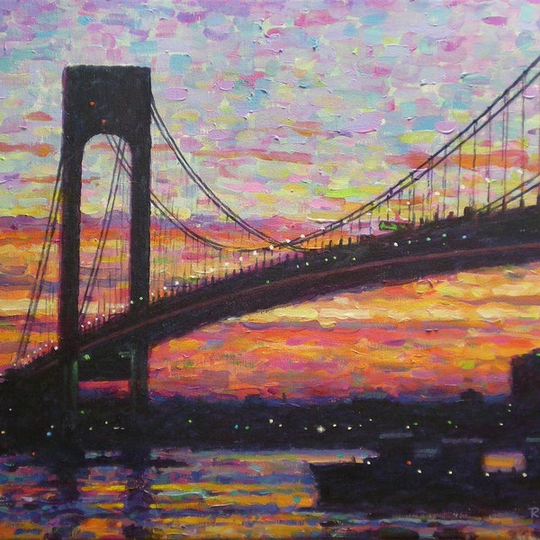 VZ Bridge at Dusk - Fine Art Giclée of an Original Painting by Robert Padovano