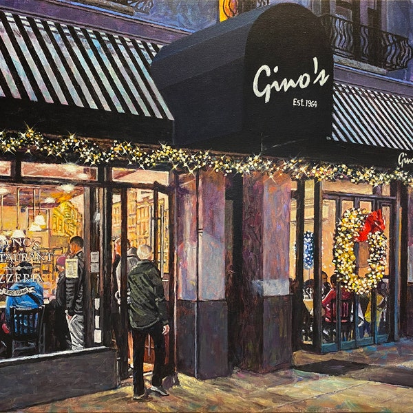 Gino's at Christmas - Fine Art Giclée of an Original Painting by Robert Padovano