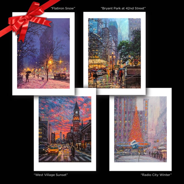 New York Cityscapes Art Prints, - Holiday Gift Set of FOUR different 9x12” prints by Robert Padovano! Special Holiday Price!