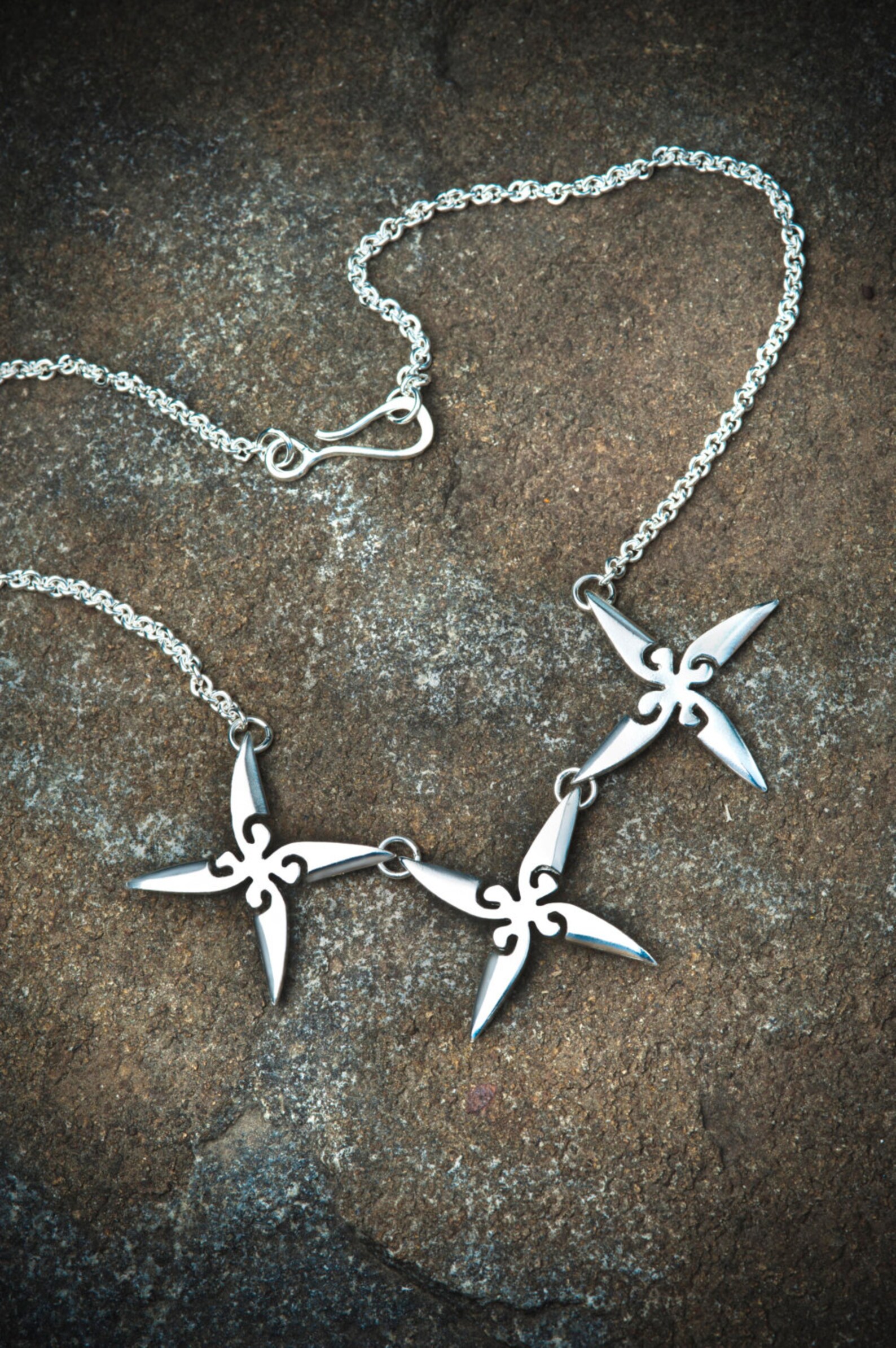 Throwing Stars Necklace Etsy