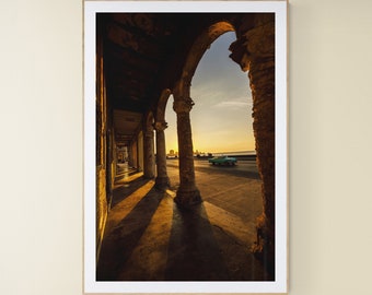 Havana Cuba digital print. La Malecon photography. Cuba photography. Travel fine art. Cuban photos. Havana print. Old cuban car.Sunset photo