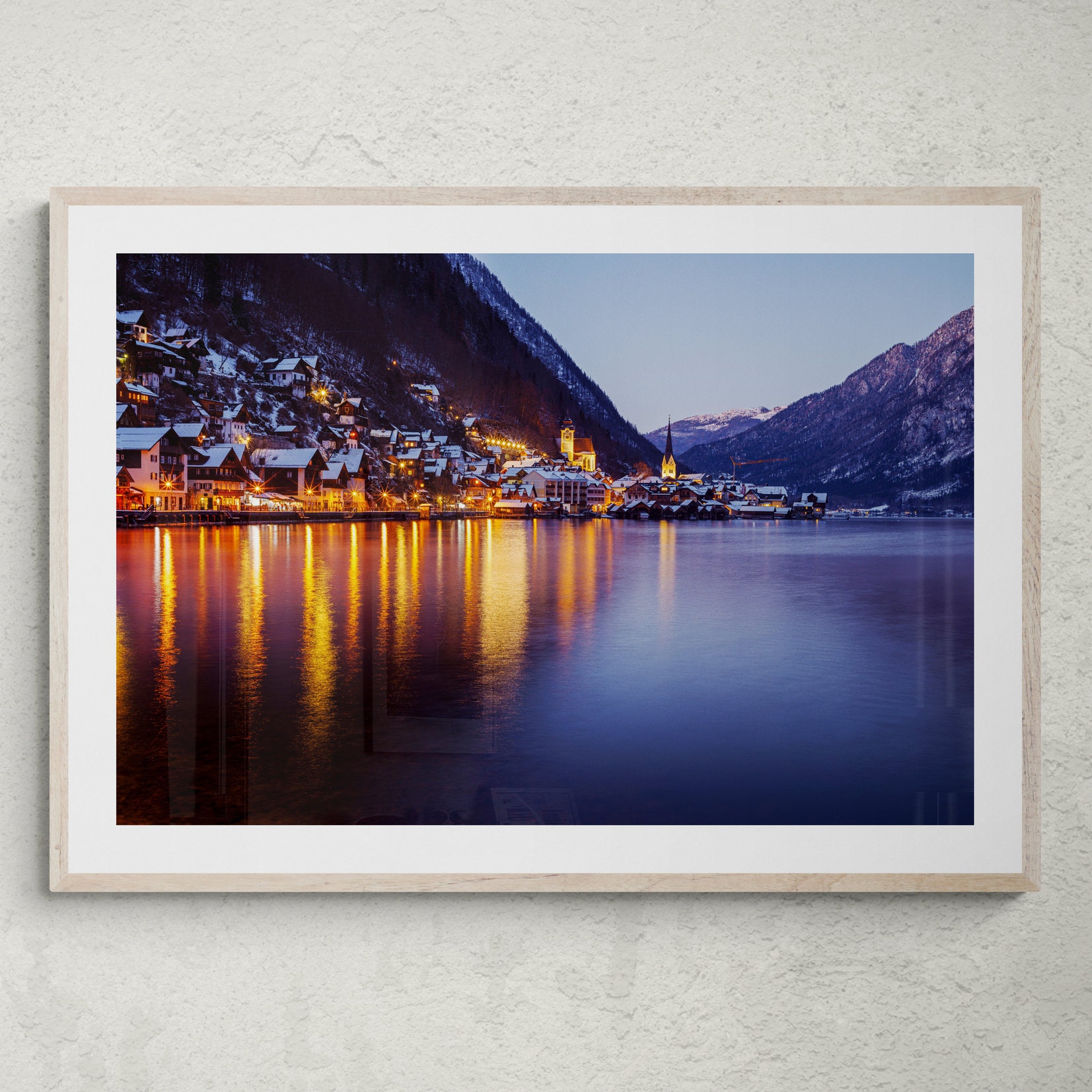 Hallstatt, Austria Village by Night. Digital Photo. Landscape ...