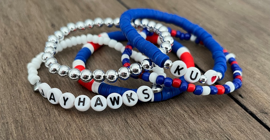Kansas Jayhawks Beaded Bracelet Stack L University of Kansas Beaded